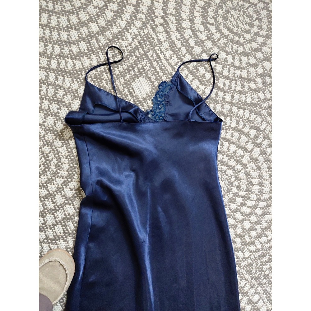 Intime Of California Vintage Blue Satin Applique Gown Nightgown Size S Lingerie‎ - Picture 7 of 9